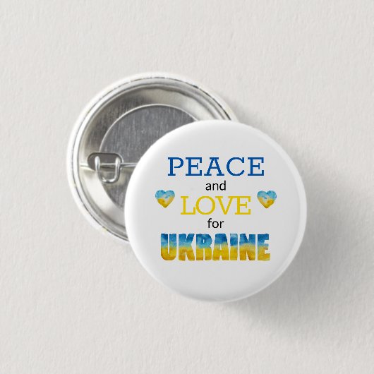 Ukraine Peace Liebe Blue Yellow Heart Button (Vorne & Hinten)