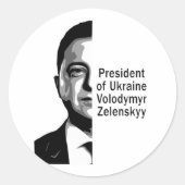 Ukraine Präsident Zelenskyy Half Portrait B&W Art Runder Aufkleber (Vorderseite)