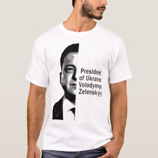 Ukraine Präsident Zelenskyy Half Portrait B&W Art T-Shirt