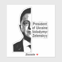 Ukraine Präsident Zelenskyy Half Portrait B&W Aufkleber
