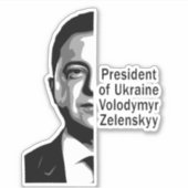 Ukraine Präsident Zelenskyy Half Portrait B&W Aufkleber (Vorderseite)