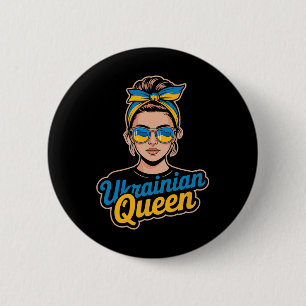 Ukraine Retro-Stil Frau Grafik Kultureller Stolz A Button