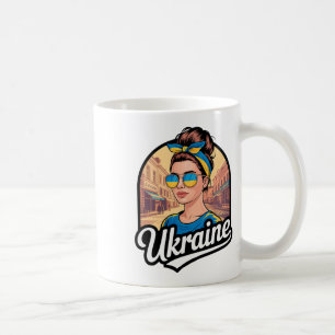 Ukraine Retro-Stil Frau Grafik Kultureller Stolz A Kaffeetasse