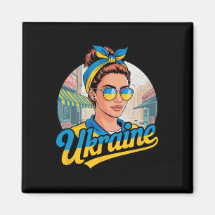 Ukraine Retro-Stil Frau Grafik Kultureller Stolz A Magnet