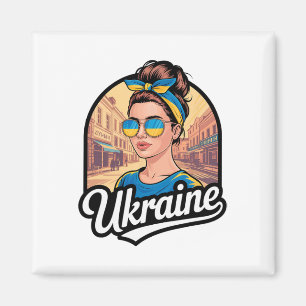 Ukraine Retro-Stil Frau Grafik Kultureller Stolz A Magnet