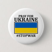 Ukraine Russian War Pray for Ukraine Flag Button (Vorderseite)