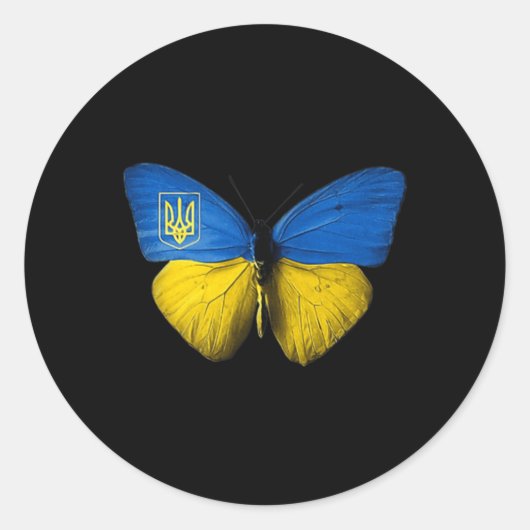 Ukraine Schmetterling Ukraine ukrainische Fahne Li Runder Aufkleber (Vorderseite)