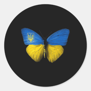 Ukraine Schmetterling Ukraine ukrainische Fahne Li Runder Aufkleber