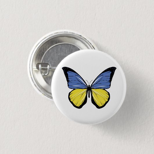 Ukraine-Schmetterlingsflagge Button (Vorne & Hinten)