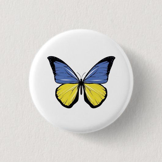 Ukraine-Schmetterlingsflagge Button (Vorderseite)