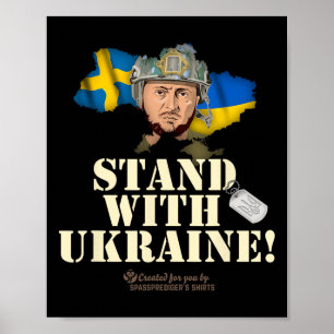 Ukraine Schweden Flaggen Hundemarke Zelenskyy Steh Poster