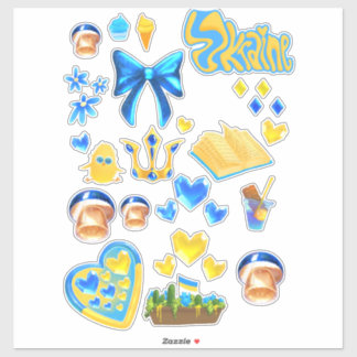 Ukraine scrapbook stickers blue yellow aufkleber