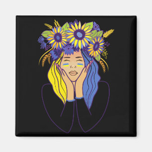Ukraine-Shirt Frauen Ukrainisches Mädchen Sonnenbl Magnet
