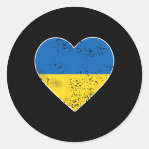 Ukraine-Shirt für Männer Frauen großes Herz Ukrain Runder Aufkleber