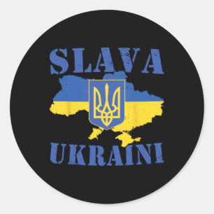 Ukraine-Shirt Slava Ukraini Ukrainische Flagge Dre Runder Aufkleber