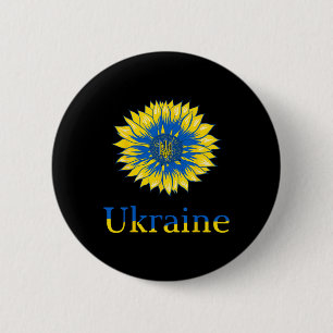Ukraine-Shirt Süße Ukrainer Sonnenblume Retro Ukra Button