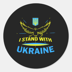 Ukraine-Shirt Ukrainische Flagge Stolz Ich Stehe M Runder Aufkleber