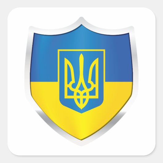 Ukraine Silberschildflagge Quadratischer Aufkleber (Vorderseite)