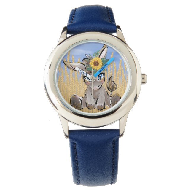 Ukraine Sky Donkey mit Sonnenblumen Armbanduhr (Vorderseite)
