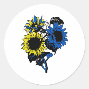 Ukraine Sonnenblume Blau Gelb Ukrainische Flagge U Runder Aufkleber