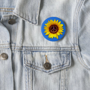 Ukraine Sonnenblume Friedenssymbol Zeichen Anti-Kr Button