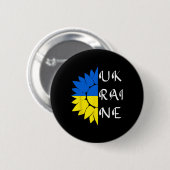 Ukraine Sonnenblume Ukrainische Flagge Ich stehe m Button (Vorne & Hinten)