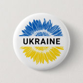 Ukraine Sonnenblume Ukrainische Solidarität Button (Vorderseite)
