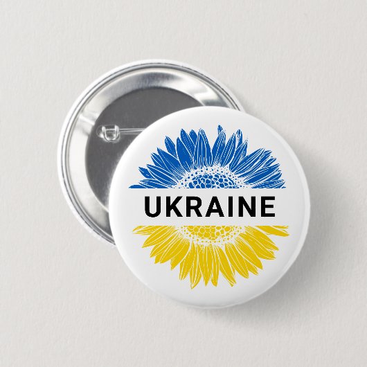 Ukraine Sonnenblume Ukrainische Solidarität Button (Vorne & Hinten)