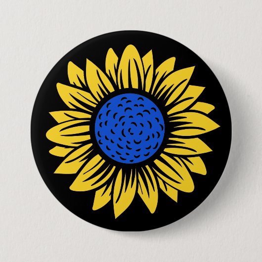 Ukraine Sonnenblume ukrainische Solidarität Button (Vorderseite)