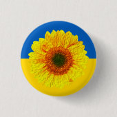 Ukraine - Sonnenblume und ukrainische Flagge / Blu Button (Vorderseite)