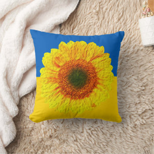 Ukraine Sonnenblume und ukrainische Flagge / Blume Kissen