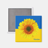 Ukraine Sonnenblume und ukrainische Flagge / Blume Magnet (Vorderseite/Rückseite)