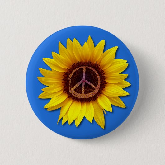 Ukraine Sonnenblumen Friedenszeichen Zeichen gegen Button (Vorderseite)