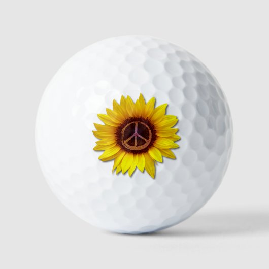 Ukraine Sonnenblumen Friedenszeichen Zeichen gegen Golfball (Vorderseite)