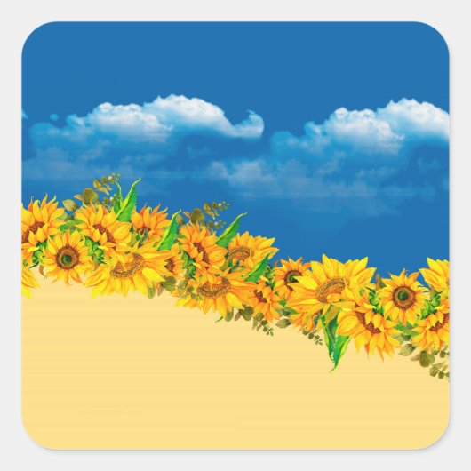 Ukraine Sonnenblumen für den Weltfrieden Quadratischer Aufkleber (Vorderseite)
