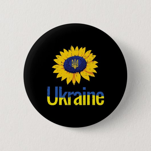 Ukraine-Sonnenblumen-Trident-Tryzub-ukrainisches S Button (Vorderseite)