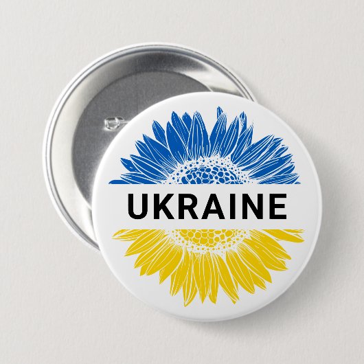 Ukraine Sonnenblumen Unterstützung Solidarität Ukr Button (Vorne & Hinten)