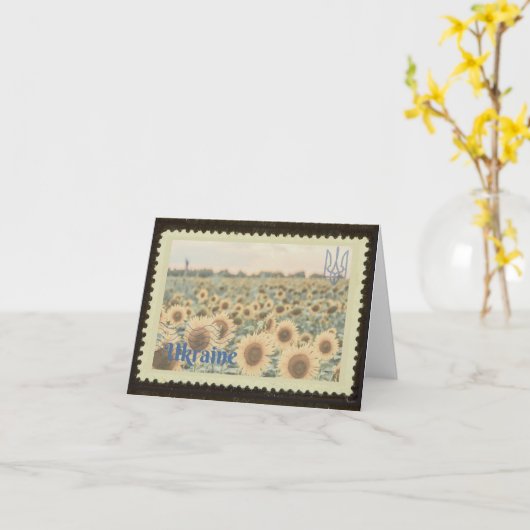 Ukraine Sonnenblumenfeld Briefmarke Grußkarten Karte (Gelbe Blume)
