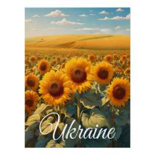 Ukraine Sonnenblumenfeld-Reiseplakat Poster