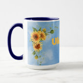 Ukraine Sonnenblumengrün Gelb & Blau Patriotik Tasse (Links)
