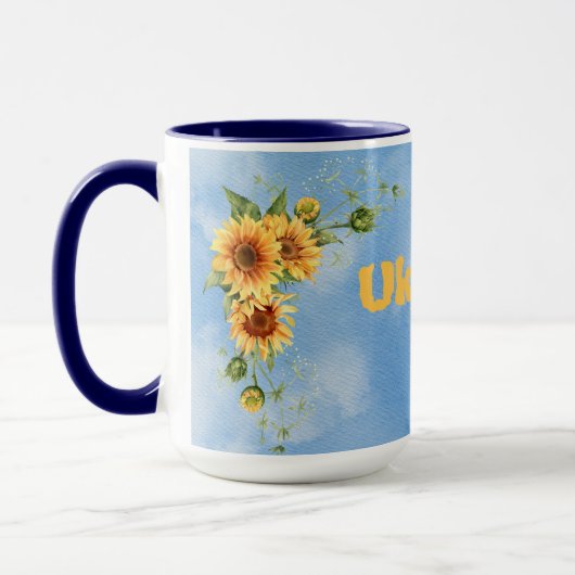Ukraine Sonnenblumengrün Gelb & Blau Patriotik Tasse (Links)