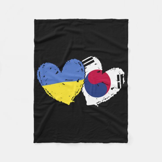 Ukraine South Korea Heart Flags Ukrainian Korean D Fleecedecke (Vorderseite)