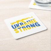 Ukraine: Starke Unterstützung für die Ukraine Rechteckiger Pappuntersetzer (angewinkelt)