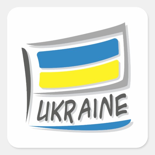 Ukraine - Stolz-X-Flagge Quadratischer Aufkleber (Vorderseite)