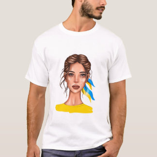 Ukraine stoppt Krieg braunes Haar T-Shirt
