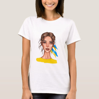 Ukraine stoppt Krieg braunes Haar T-Shirt