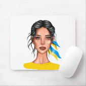 Ukraine stoppt Schwarzes Haar Krieg Mousepad (Mit Mouse)