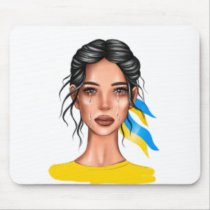 Ukraine stoppt Schwarzes Haar Krieg Mousepad