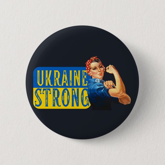 Ukraine Strong Rosie the Riveter Button (Vorderseite)
