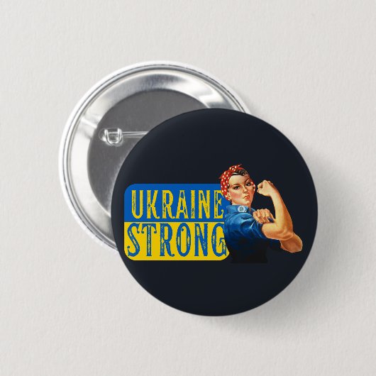 Ukraine Strong Rosie the Riveter Button (Vorne & Hinten)